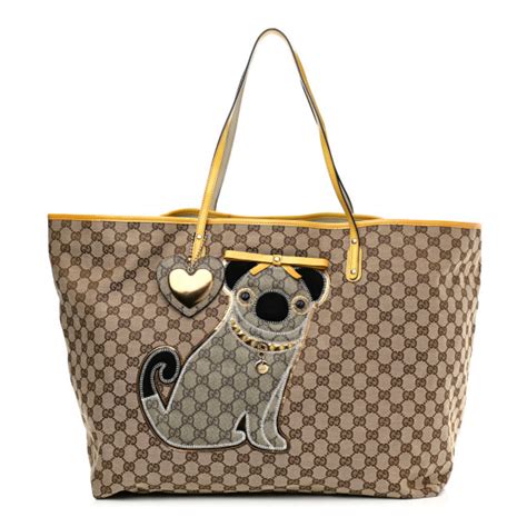 pug gucci bag|GUCCI GG Supreme Monogram Oliver Pug Dog Tote Bag Yellow .